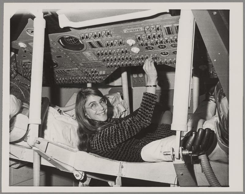 Margaret Hamilton at the Apollo command module simulator